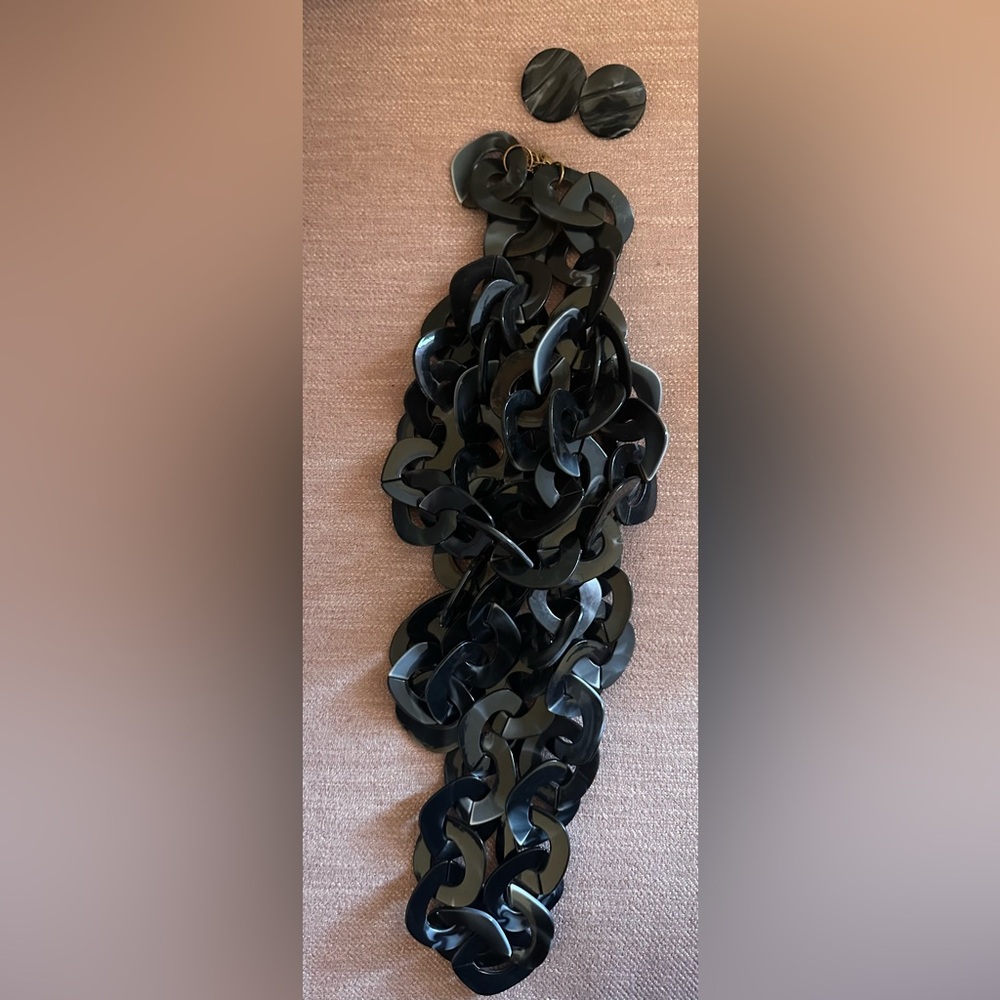 Sassy Jones Black Jewelry Necklace and Earrings